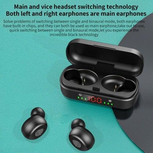 V8 8d Stereo Wireless Bluetooth 5.0 Headset Tws Binaural Led Power Display Sports Waterproof Earphones Mini Earbuds Headsets