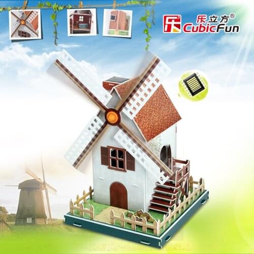 DIY Paper Model power windmill Children Creative Gifts Childrens Educational Toys for boys and adult Animation Scene T112