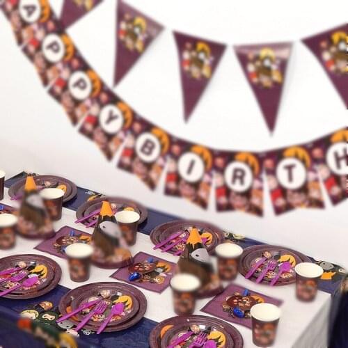 Cartoon Kids Birthday Party Magic Theme Paper Plate Cup Flag Tableware Halloween Festival Childrens Day Disposable Supplies