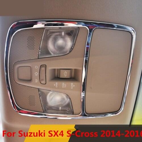 Trim Decor Frame Car Interior Dome Reading Light Lamp Frame Carbon Fiber Cover Auto Accessories For Suzuki SX4 S-Cross 2014-2016