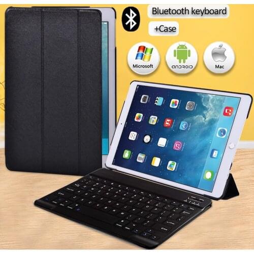 For Apple IPad Air 3 10.5"/iPad Pro 10.5" PU Leather Smart Sleep Wake Trifold Solid Color Stand Tablet Cover+ Bluetooth Keyboard