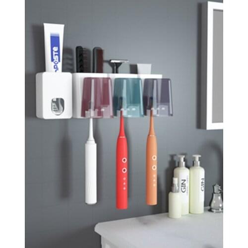 Home toothbrush rack hole-free bathroom wall-mounted storage rack home multi-functional brush cup set