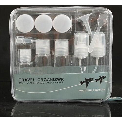 11pcs/Set Travel Blue Clear Makeup Cosmetic Face Cream Pot Bottles Plastic Transparent Empty Eyeshadow Make Up Container Bottle