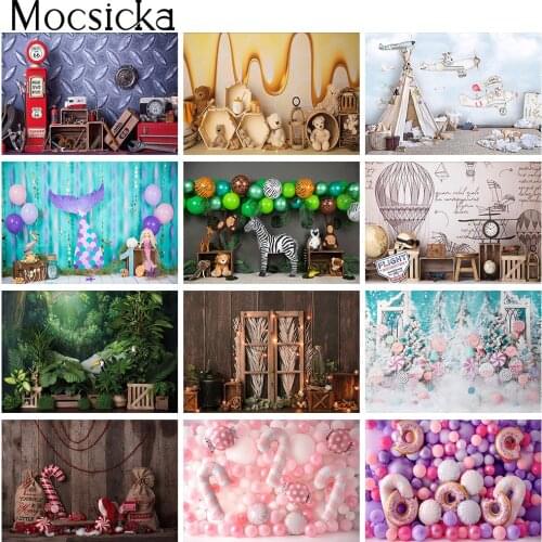 Newborn Kids Children Portrait Backdrop for Photography Ice Cream Cake Smash Photo Background Birthday Party Decoration Banner