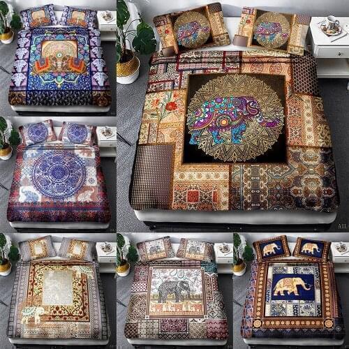 3D bedding suit, elephant national style mosaic 3pcs queen custom designer bedding luxury duvet cover