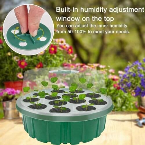 NHBR Seed Starter Tray Humidity Adjustable with Dome Base Greenhouse Grow Trays Mini Propagator for Seeds Growing Starting
