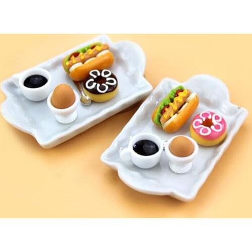 1 Set 1/12 Scale Miniature Dollhouse Breakfast Mini Hamburger Food for OB11 BJD Doll House Kitchen Accessories Toy