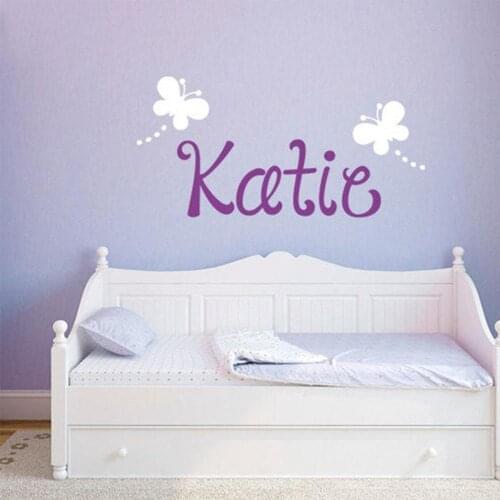 Makeyes Butterflies Wall Stickers Custom Names Girls Rooms Wall Decals Home Baby Bedroom Wall Decor Vinyl Personalized Name Q208