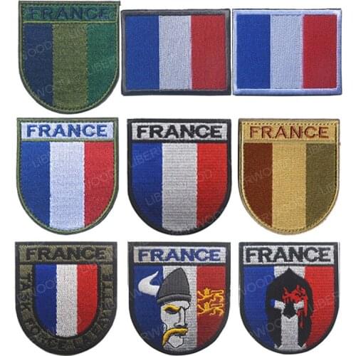 France Flag Embroidered Patches French Flags Tactical Military Patches Emblem Applique Skull Embroidery Badges