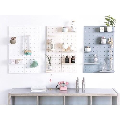 Hole Board Wall Shelf Wall Mounted Punch-Free Storage Rack Water Cup Cosmetic Organizer For Kitchen Bathroom Decor Tools