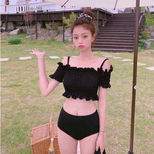 2021 New Korean Sexy Bikini Swimsuit Push Up Solid Swimwear Women Bikini Set Biquini Female Bathing Suit Swimwear