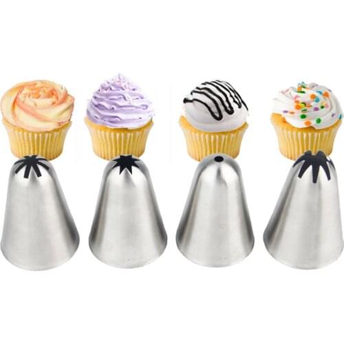 New 4pcs cupcake pastry tips set metal icing piping nozzle cake decorating tools bakeware