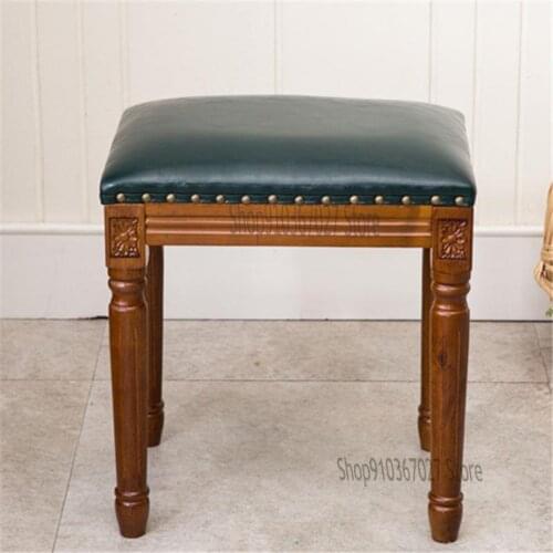 American Solid Wood Dining Stool Dining Table Bench Small Apartment Square Stool Bedside Stool Household Shoe Changing Stool