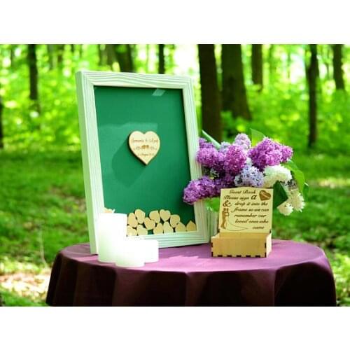 Personalize forset green Rustic wedding engraved Alternative Wooden guestbooks Drop memory box signature guest books