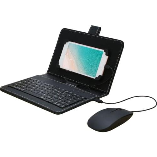 Portable Type-C Wired Gaming Keyboard Mouse Combos Set with Leather Cover Keybord Gamer Computer Kit