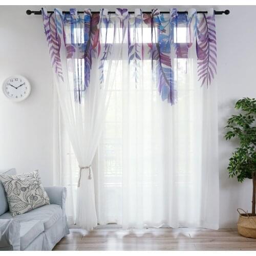 Chinese Style Feather Sheer Curtain for Living Room Elegant Chiffon Soft Fabric Sliding Glass Door Bay Window Drapes zh466D