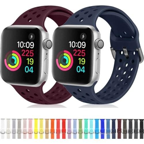 Soft Silicone Band for Apple Watch Series 5 4 3 2 6 SE 38MM 42MM Rubber Watchband Strap for iWatch 4/5/6 40MM 44MM accessories
