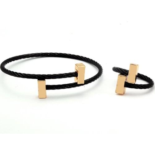 Luxury Brand Chain Link Girls Women Charm Beads Bangles Simple Design Stainless Steel Open Fashion Cuff Female Bracelets