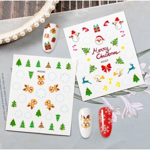 Merry Christmas Nail Art Decals Decoration Self Adhesive Nail Art Stickers Manicure Design White Snow Sticker for Nail Design