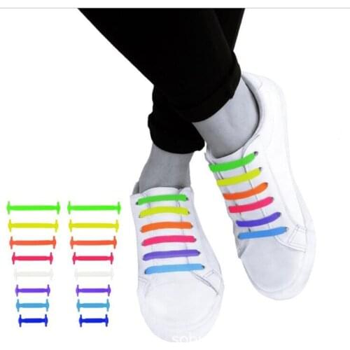 16Pcs/Set Silicone Elastic Shoelaces Elastic Shoe Laces Special No Tie Shoelace for Men Women Lacing Rubber Zapatillas 13 Colors