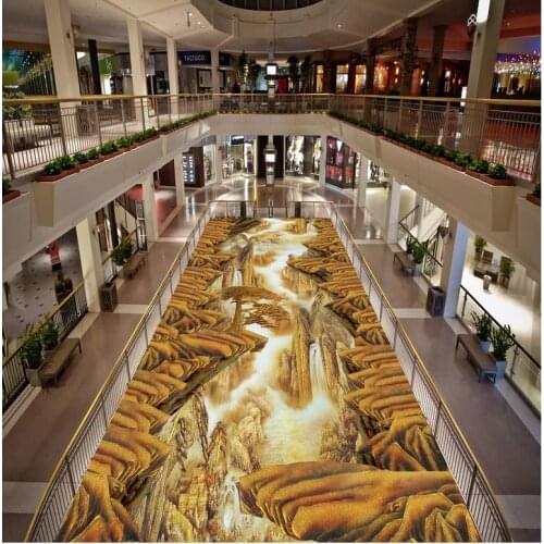 Modern Custom 3D Floor Mural Mountains Of Color Carved Stickers Non-slip Waterproof Self-adhesive PVC Wallpaper