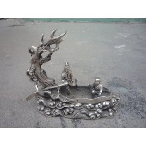 Old QingDynasty Silver Carving----mother and son boating, wonderful Design, best collection&adornment,free shipping