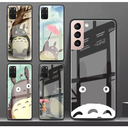 Studio Ghibli Totoro For Samsung Galaxy S20 FE S21 Plus Glass Phone Case S10 S9 S8 S10e Note 20 Ultra 10 Lite Luxury Cover Shell