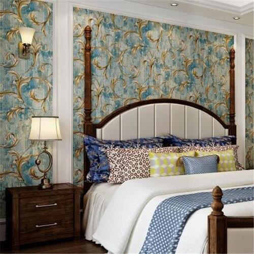 Wellyu Vintage American maple leaf wallpaper 3D three-dimensional pressure non-woven wallpaper bedroom living room TV