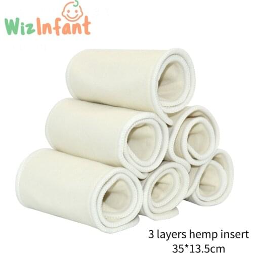 WizInfant 5 /10pcs 4 layers Hemp Cotton Diaper Insert, Nappy pad, Booster for Onesize Cloth Diaper Pocket Diaper 36x14cm