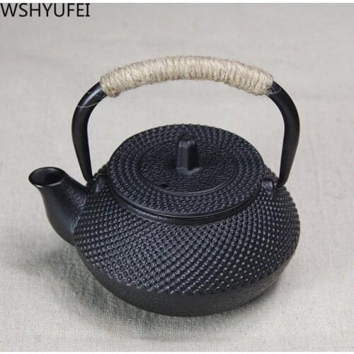 WSHYUFEI High quality black Cast Iron Kettle Teapot Strainer Tea Pot Office Home Coffee Pot Convenient Kettle 290ml