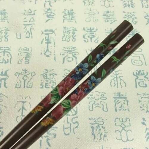 2Pcs Graceful Floral Bride Hairpin Wooden Chopsticks Hair Stick Handmade Colorful Hair fork Hand-carved Vintage Painting hairpin