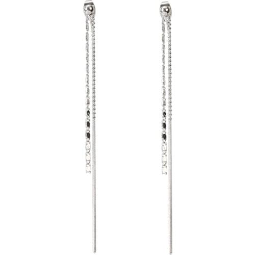 Tassel Snake Bone Three Chains Silver Needles Alloy long Simple Silver Plated Dangle Earrings & Drop Earrings for Women
