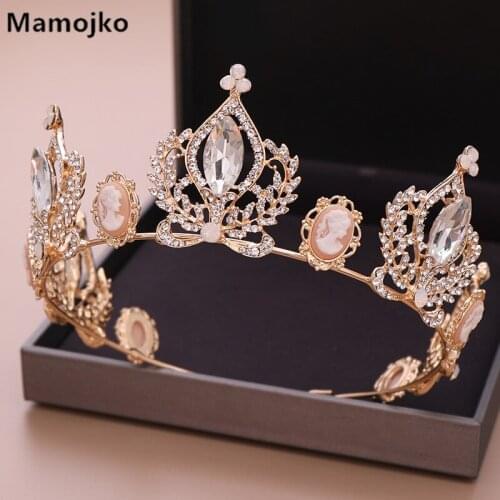 Mamojko Gold Silver Wedding Hair Accessories Rhinestone Crystal Girls Queen Crowns Diadems Round Tiara Women Hair Jewelry