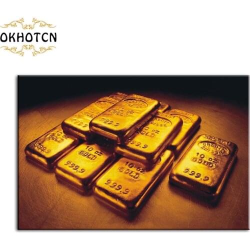 Gold Bar Canvas Painting Golden Luxury Poster Modern Home Decoration Wall Art Print Picture Living Room Office Bedroom Decor