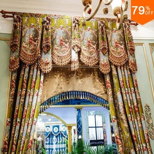 Golden Super Luxury Love God villa Curtain Palace Drapery Style Curtains