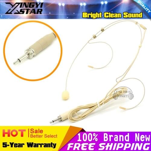 10Pcs 3.5mm Screw Thread Plug Dual Earhook Headworn Headset Microphone Headband Mic For Karaoke Wireless Bodypack Transmitter