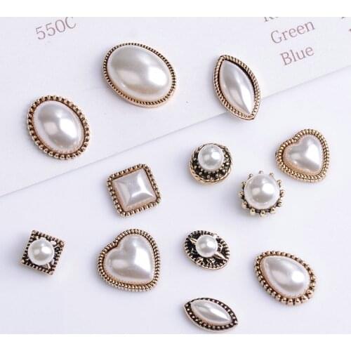 10 Pcs/Lot Rhinestone Pearl Flower Plate Diamond Button Jewelry Scarf For Hair Accessories Sewing Decorative Clothing Coat