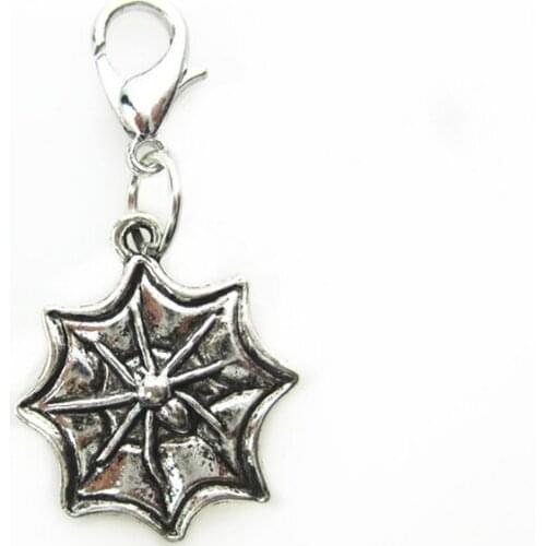 New Arrive 10pcs Spider Web Dangle Charms Lobster Clasp Charms Diy Jewelry Accessory for Bracelets Pendants Hanging Charms