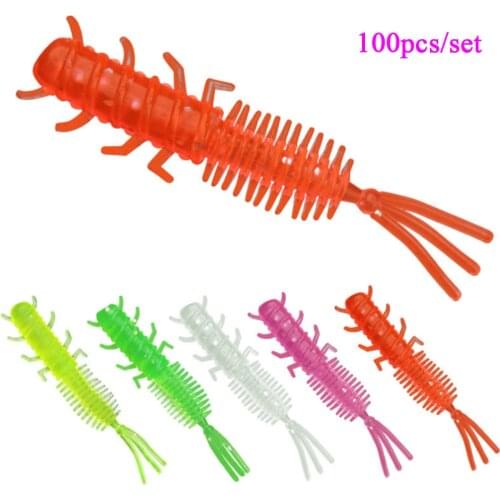 100pcs Soft Lures Worm Baits Fishing Lure 4cm 0.5g Shad Silicone Bait Tail Jigging Wobblers Bass Pike Fishing Tackle Brochet