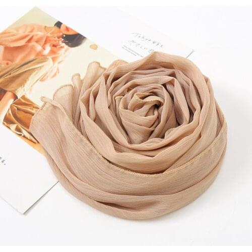180*70cm Women Plain Crepe Chiffon Hijab Scarf Wraps Long Islam Shawls Breathable Muslim Crinkle Chiffon Scarves Hijabs