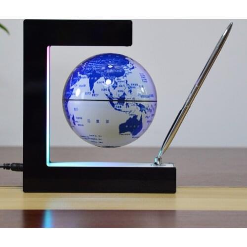 4 inch Attractive home electronic levitating globe E shape magnetic levitation floating world globe with LED