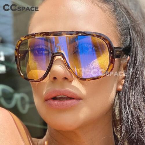 47431 Oversized Monocle Sunglasses Fashion Men Women Mirror Shades UV400 Vintage Glasses