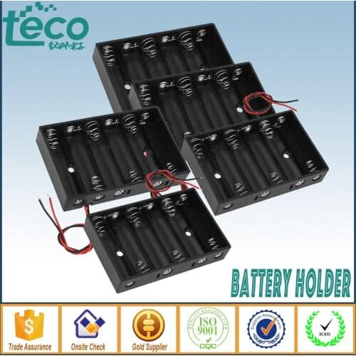 5Pcs/lot 6 AA Battery Storage Box Wired Battery Case Holder Black TBH-2A-6C-W