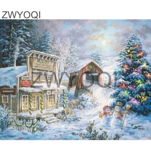 5DDIY Diamond painting Full Round Diamond mosaic Christmas Full Square Diamond embroidery Cross stitch Christmas tree snow scene