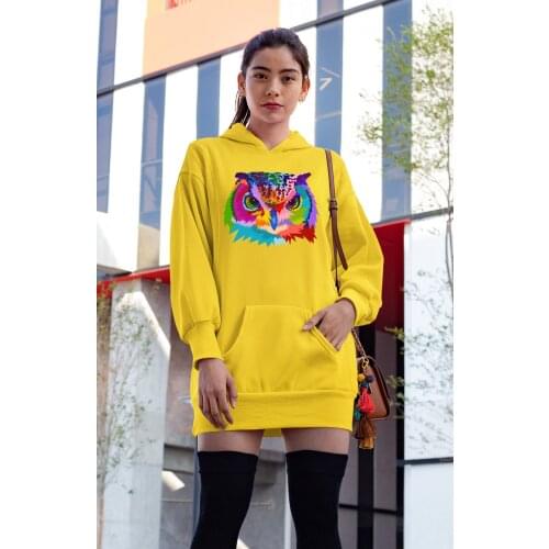 Angemiel Wear Owl Men 'S Yellow Dress Sweatshirt Tunik