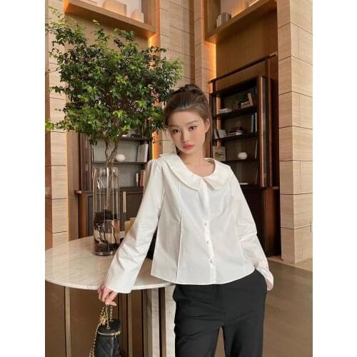 White women casual shirts long sleeve modal vintage lady o neck blouse