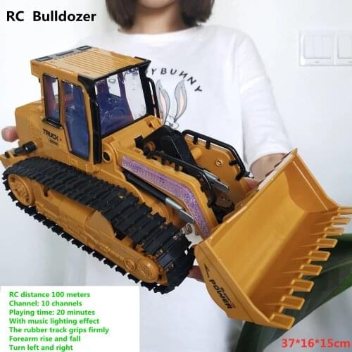 Large 2.4G Remote Control Bulldozer Excavator Electric Engineering Vehicle Childrens Toy Car Model Remote Control Vehicle