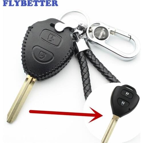 FLYBETTER Genuine Leather Key Case Cover For Toyota Avensis/Avalon/Hilux/Rav4/Corolla/Camry/Tarago/Prado Car Styliny (B) L2035