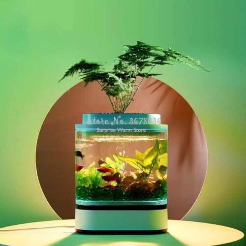 Cheap Mini Acrylic Office Aquarium Tank Small Aquarium Fish Bowl 7 Colorful Discoloration Smart touch Fish Tank Low Noise