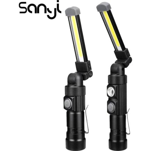 SANYI 5 Mode Flashlight Torch Built-in 18650 Battery Portable Light Magnetic Lantern Working Linternas Hanging Hook Lamp